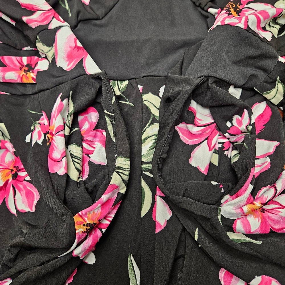 Torrid Black Floral Tie Waist Midi Romper Dress Whimsigoth Fairycore Boho 2X - Picture 9 of 16